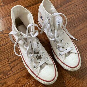 White Converse High Tops Women's 7